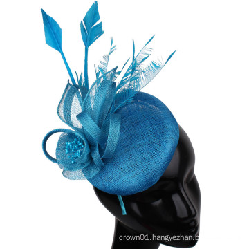 Blue pillbox fascinator, ascot kentucky derby hat, race day wedding cocktail fascinator